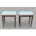 Pair of Antique French Louis XVI Style Marble-Top Side, Lamp Tables, early 20C