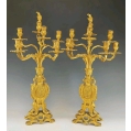 Pair of Monumental 19C Antique French Rococo Revival Gilt Bronze Candelabra