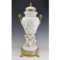 Rare Large 19C French Sevres Biscuit Porcelain Gilt Bronze Figural Vase
