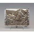 Rare Large Antique Russian Silver Cigarette Case Bogatyr