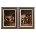 Share Pair Antique 19C German Porcelain Plaques Thallmaier After Franz von Defregger