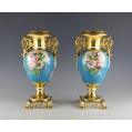 Stunning 19C Russian Porcelain Kornilov Br. Vases