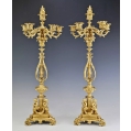 Superb 19C French Bronze Dore Pair Empire Candelabras