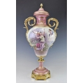 Superior Large 19C French Sevres H/P Porcelain Gilt Bronze Vase Signed