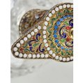 Antique early 20th century Russian Gilt Silver and Cloisonne Enamel Crystal Decanter image 6