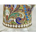 Antique early 20th century Russian Gilt Silver and Cloisonne Enamel Crystal Decanter image 7
