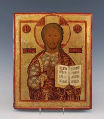 18C Antique Russian Icon Christ Pantocrator