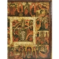 18C Russian Orthodox Kovcheg Icon of The Great Feasts image 7