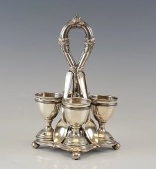 19C Antique Austrian Silver Egg Server Cups Spoons