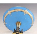 19C Antique French Gilt Patinated Bronze Opaline Glass Tazza Swans image 2