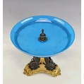 19C Antique French Gilt Patinated Bronze Opaline Glass Tazza Swans image 7