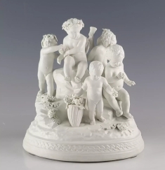 19C Antique French Sevres Biscuit Porcelain Group Figurine Cherubs