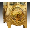 19C Antique Giltwood Louis XIV Vernis Martin Curio Vitrine Cabinet image 5