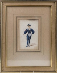 19C British Artist Basil Crage Painting1895 Russian Neva Sailor Theater Costume