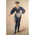 19C British Artist Basil Crage Painting1895 Russian Neva Sailor Theater Costume image 6