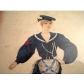 19C British Artist Basil Crage Painting1895 Russian Neva Sailor Theater Costume image 7