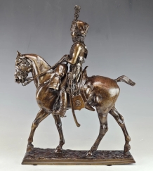 19C Bronze Sculpture of Hussar Pierre N.Tourgueneff ( Russian/French 1853-1912 )