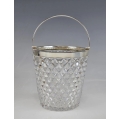 19C English Crystal Sterling Silver Ice Bucket Tongs image 1