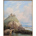 19C English Oil Painting Henry Smyth ( 1800 - 1873 ) Lindisfarne Castle image 10