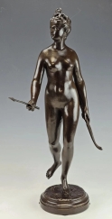 19C French Bronze Statue J.A Houdon (1741-1828) Diana The Huntress