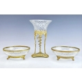 19C French Egyptian Revival Gilt Bronze Crystal Centerpiece image 1