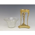 19C French Egyptian Revival Gilt Bronze Crystal Centerpiece image 5