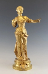 19C French Gilt Bronze Sculpture  by Victor Rousseau ( Belgium 1865 - 1954 )