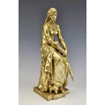 19C French Gilt Bronze Sculpture Eugène Marioton ( 1857-1933 )Girl with Umbrella image 3