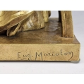 19C French Gilt Bronze Sculpture Eugène Marioton ( 1857-1933 )Girl with Umbrella image 6