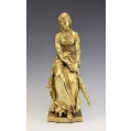 19C French Gilt Bronze Sculpture Eugène Marioton ( 1857-1933 )Girl with Umbrella image 8