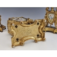 19C French Gilt Bronze Sevres Porcelain Clock Candelabra Set image 1
