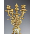 19C French Gilt Bronze Sevres Porcelain Clock Candelabra Set image 7