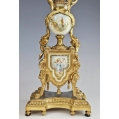 19C French Gilt Bronze Sevres Porcelain Clock Candelabra Set image 8