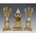19C French Gilt Bronze Sevres Porcelain Clock Candelabra Set image 9