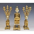 19C French Gilt Bronze Sevres Porcelain Clock Candelabra Set image 10