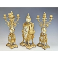 19C French Gilt Bronze Sevres Porcelain Clock Candelabra Set image 11