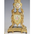 19C French Gilt Bronze Sevres Porcelain Clock Candelabra Set image 14