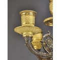 19C French Gilt Patinated Bronze Pair Empire Style Candelabras image 11