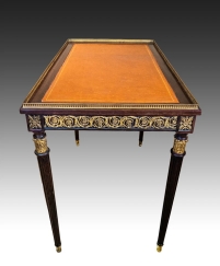 19C French Mahogany Gilt Bronze Center Table