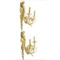 19C French Pair Gilt Bronze Wall Sconces Cherubs image 5