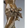 19C French Patinated Bronze Statue Faure de Brousse (1843-1908) Girl with Birds image 4