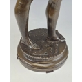 19C French Patinated Bronze Statue Faure de Brousse (1843-1908) Girl with Birds image 6