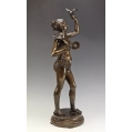 19C French Patinated Bronze Statue Faure de Brousse (1843-1908) Girl with Birds image 7