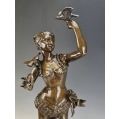 19C French Patinated Bronze Statue Faure de Brousse (1843-1908) Girl with Birds image 8