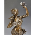 19C French Patinated Bronze Statue Faure de Brousse (1843-1908) Girl with Birds image 9