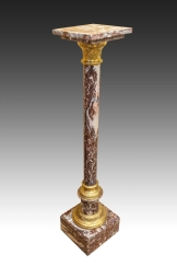19C French Red Marble Gilt Bronze Pedestal