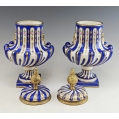 19C French Sevres Style Pair Porcelain Gilt Bronze Urns Vases image 6