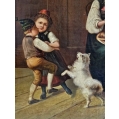 19C German School Oil Canvas Painting Happy Family Scene image 4