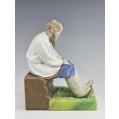 19C Russian Gardner Porcelain Figurine of Sitting Peasant image 4
