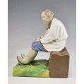19C Russian Gardner Porcelain Figurine of Sitting Peasant image 5